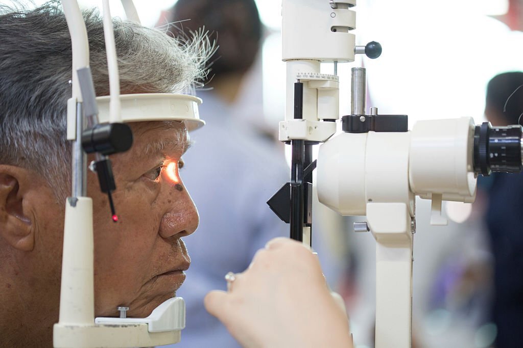 Photo Close Up Of A Patient During An Eye Exam