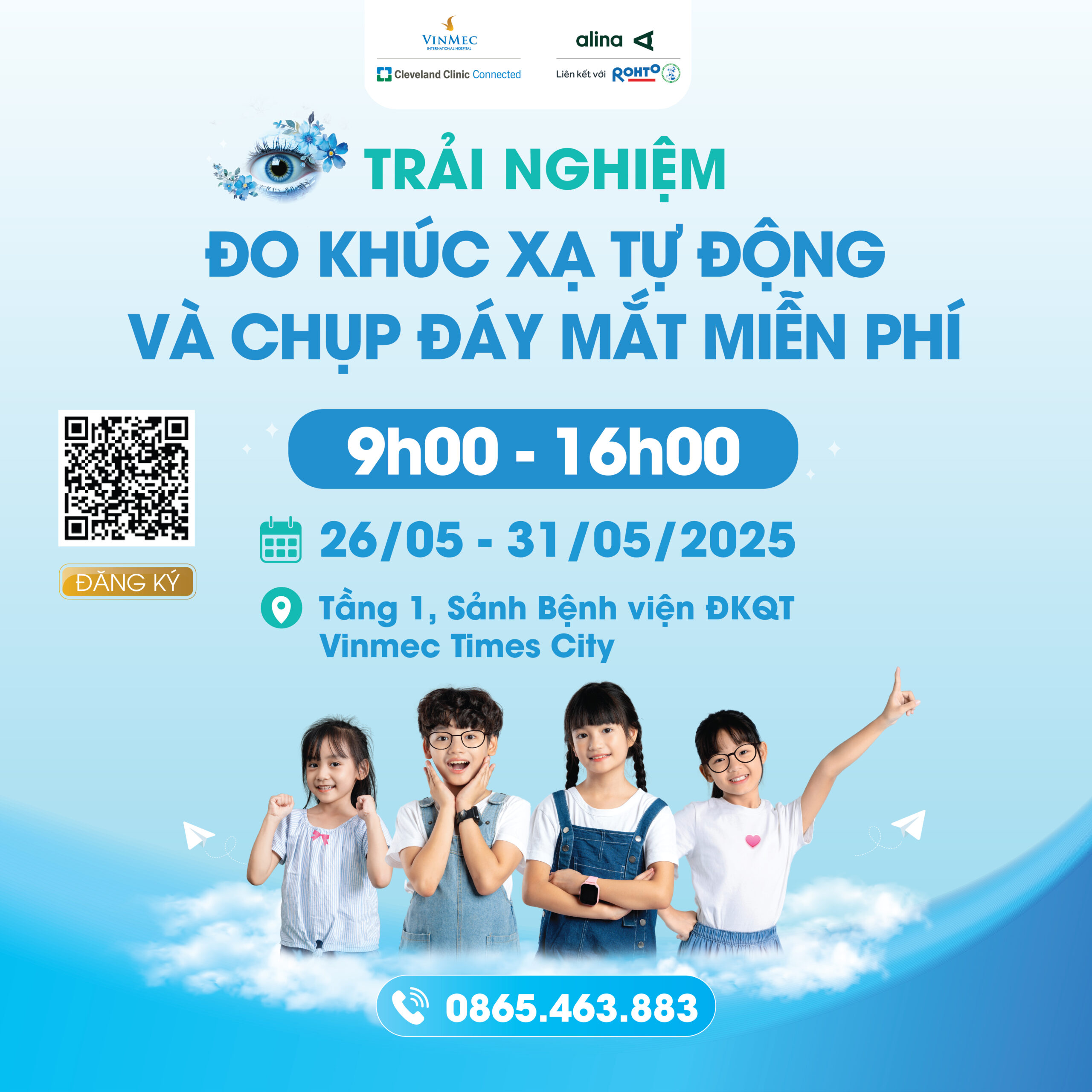 Trung tâm Mắt Vinmec Alina đồng hành cùng gia đình bảo vệ đôi mắt sáng khoẻ: Miễn phí đo khúc xạ & chụp đáy mắt