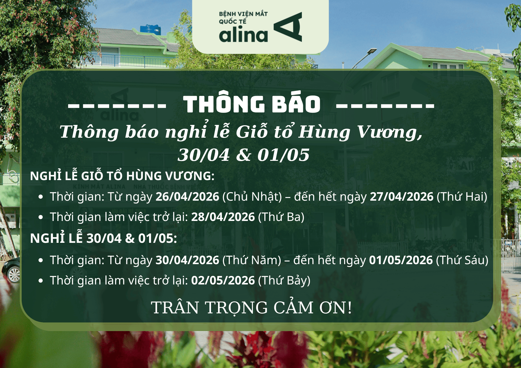 Nghỉ lễ Giỗ Tổ Hùng Vương, Ngày Chiến thắng 30/04 và Ngày Quốc tế Lao động 01/05